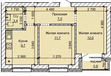 2-к кв. Алтайский край, Барнаул ул. Анатолия (44.7 м) - Фото 0