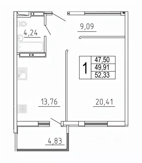 1-к кв. Самарская область, Самара ул. Дыбенко, 5 (52.33 м) - Фото 1