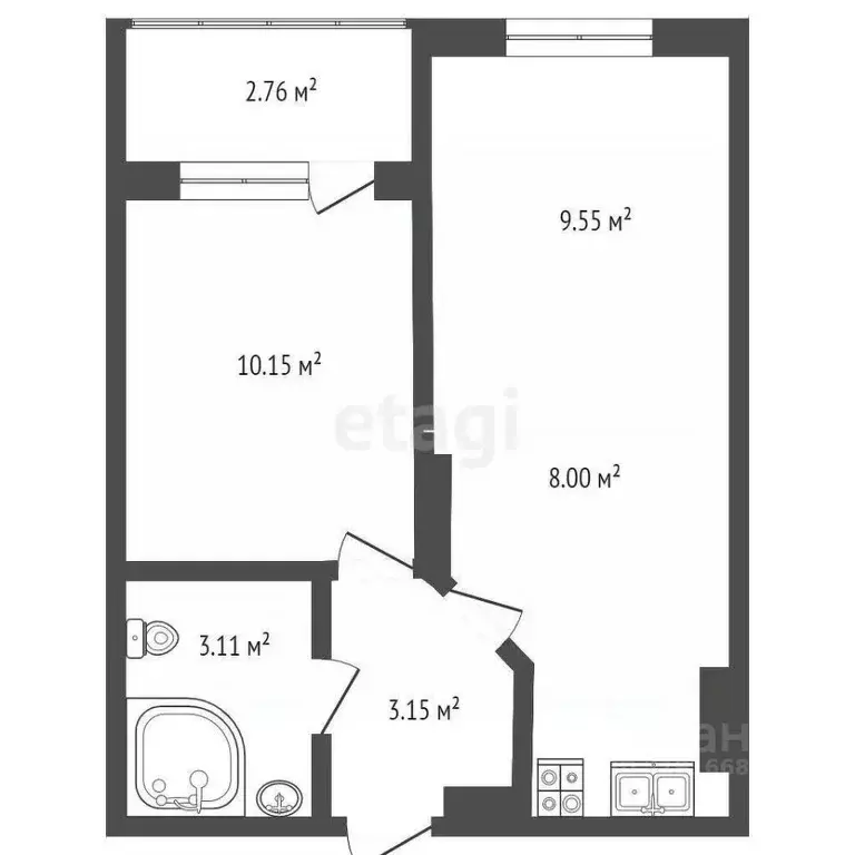 1-к кв. Калининградская область, Калининград Батальная ул., 98 (35.0 ... - Фото 2
