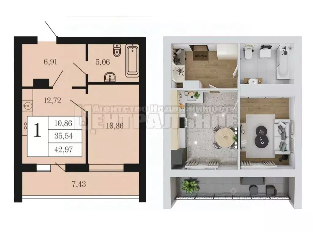1-к кв. Смоленская область, Смоленский муниципальный округ, д. Ясенная ... - Фото 2