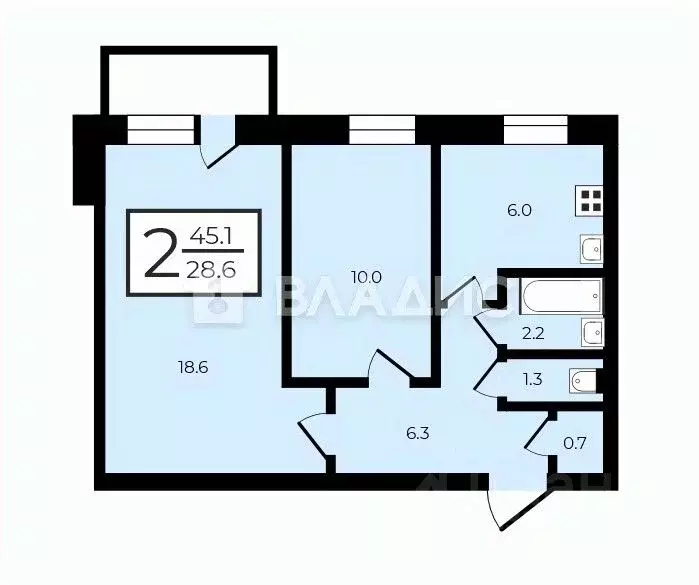 2-к кв. Нижегородская область, Нижний Новгород Мончегорский мкр, ул. ... - Фото 2