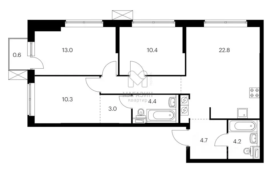 3-к кв. Санкт-Петербург Галерный проезд, 1К2 (78.6 м) - Фото 2