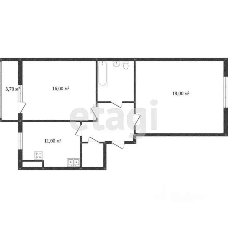 2-к кв. Калужская область, Калуга Хрустальная ул., 60Б (56.4 м) - Фото 1