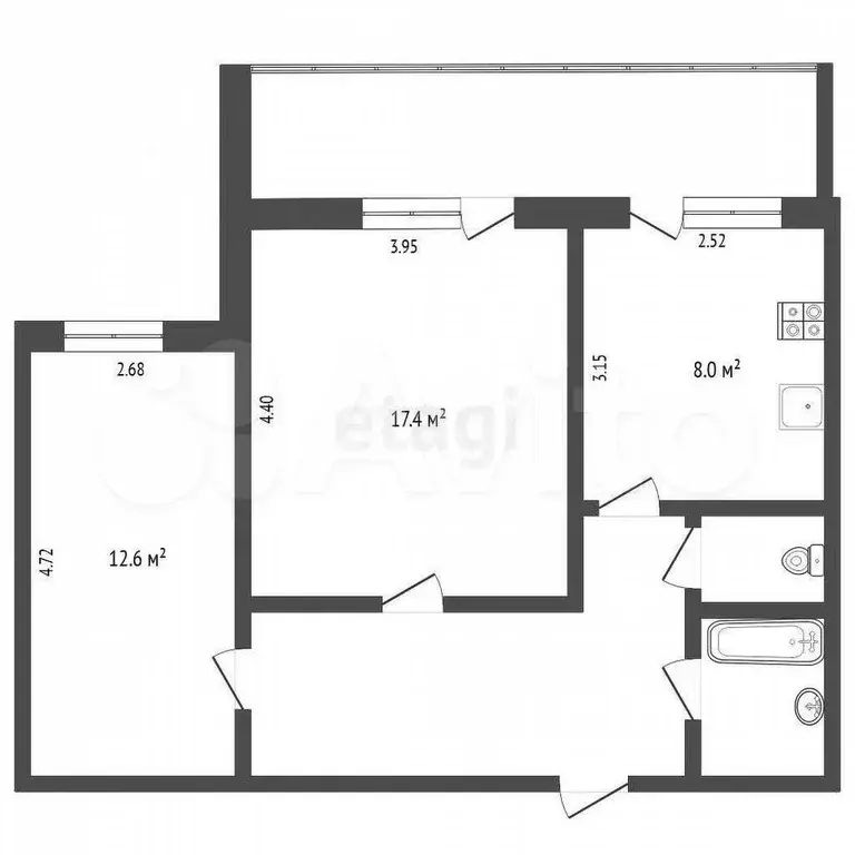 2-к. квартира, 50,1 м, 1/9 эт. - Фото 0