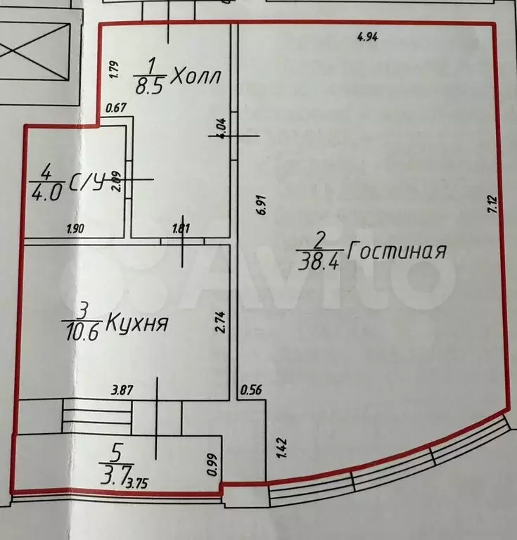 1-к. квартира, 61,5 м, 7/8 эт. - Фото 0