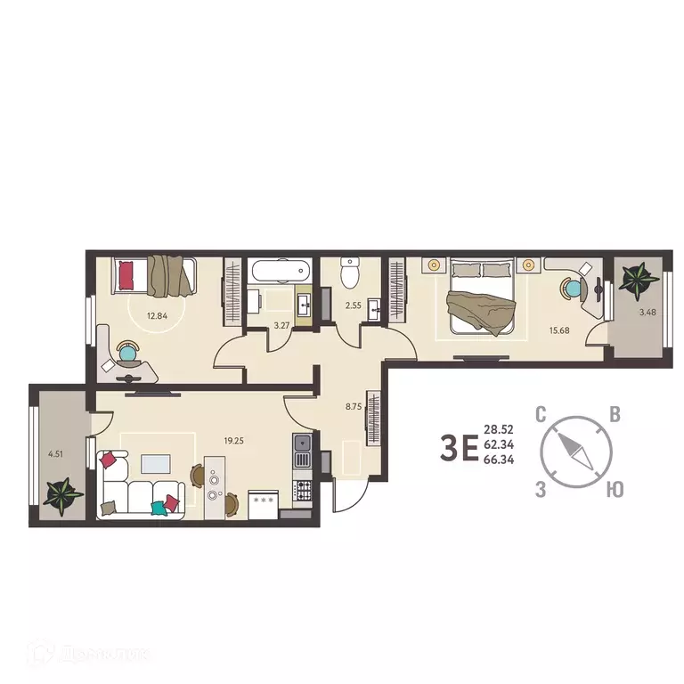 Продаётся 2-к квартира, 66.34 м - Фото 0