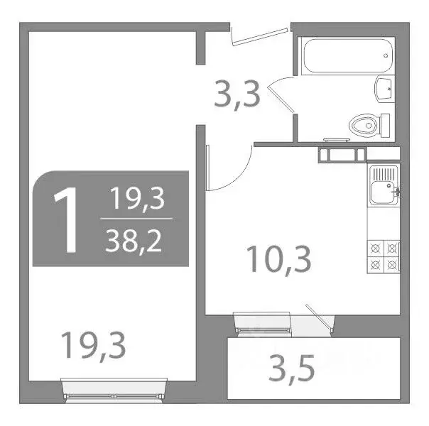 1-к кв. Томская область, Томск ул. Пришвина, 46 (36.46 м) - Фото 1