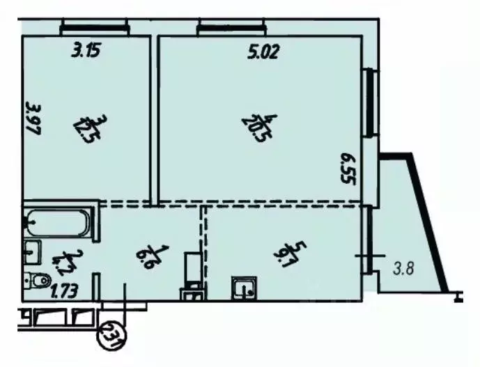 2-к кв. Иркутская область, Иркутский район, Маркова рп, Стрижи кв-л 15 ... - Фото 0