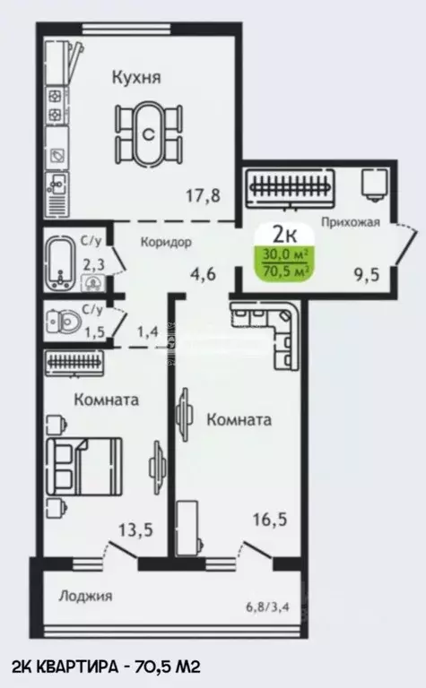 2-к кв. Курганская область, Курган Заозерный жилрайон, 5-й мкр, 36 ... - Фото 2