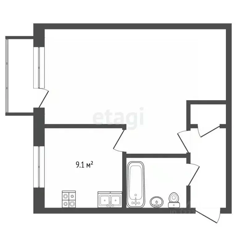 1-к кв. Калужская область, Калуга Турынино мкр, пер. Советский, 2 ... - Фото 0