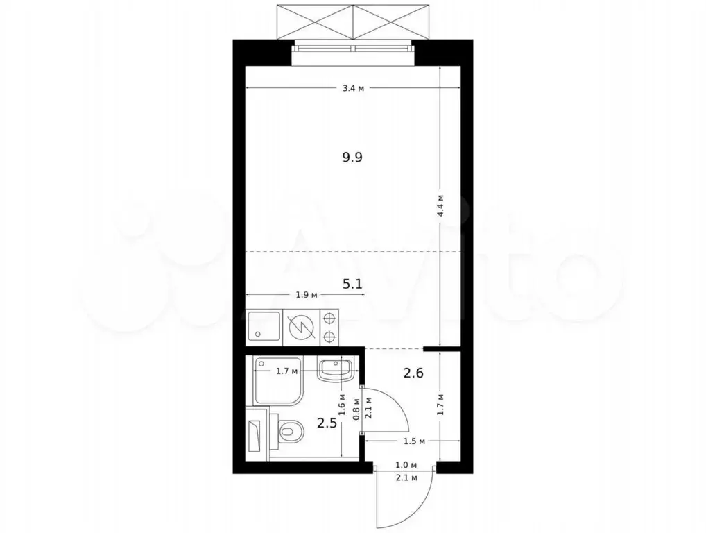 Квартира-студия, 20,1 м, 9/9 эт. - Фото 0