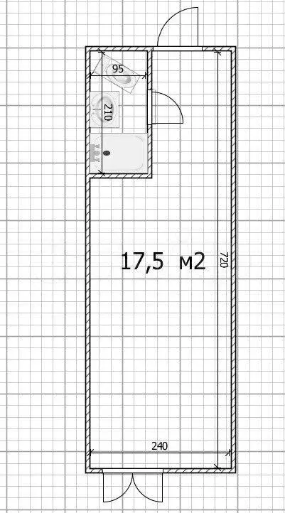 Квартира-студия, 17,5 м, 1/6 эт. - Фото 0