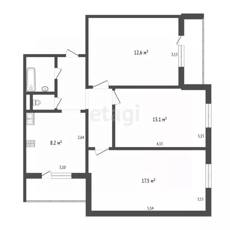 3-к кв. Белгородская область, Белгород Салют мкр, ул. Дегтярева, 2 ... - Фото 2
