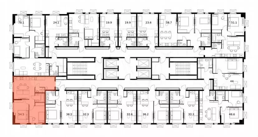 2-к. квартира, 54,5 м, 11/25 эт. - Фото 1