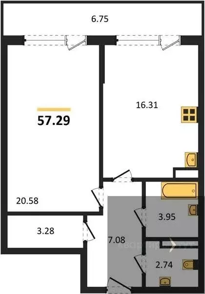 1-комнатная квартира: Воронеж, Московский проспект, 132 (57.29 м) - Фото 1