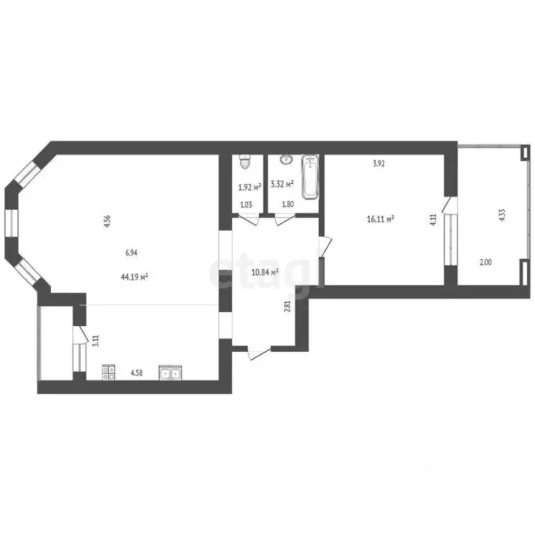 1-к кв. Тюменская область, Тюмень ул. Циолковского, 7 (73.1 м) - Фото 1