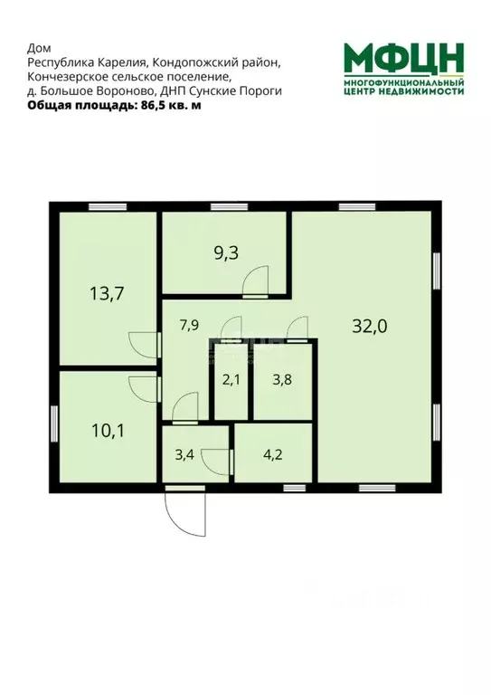 Дом в Карелия, Кондопожский район, Кончезерское с/пос, д. Большое ... - Фото 2