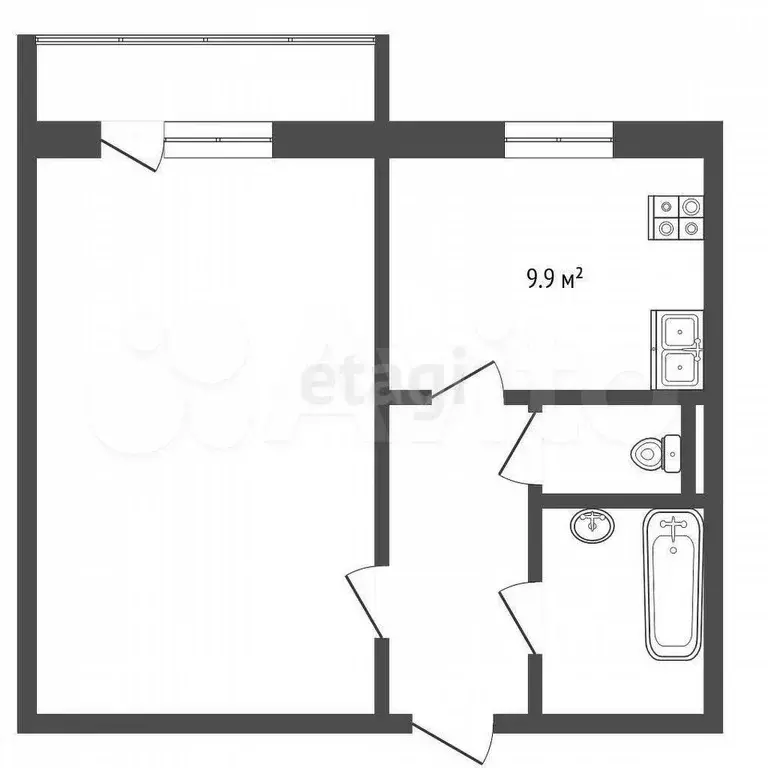 1-к. квартира, 33,5 м, 6/10 эт. - Фото 0