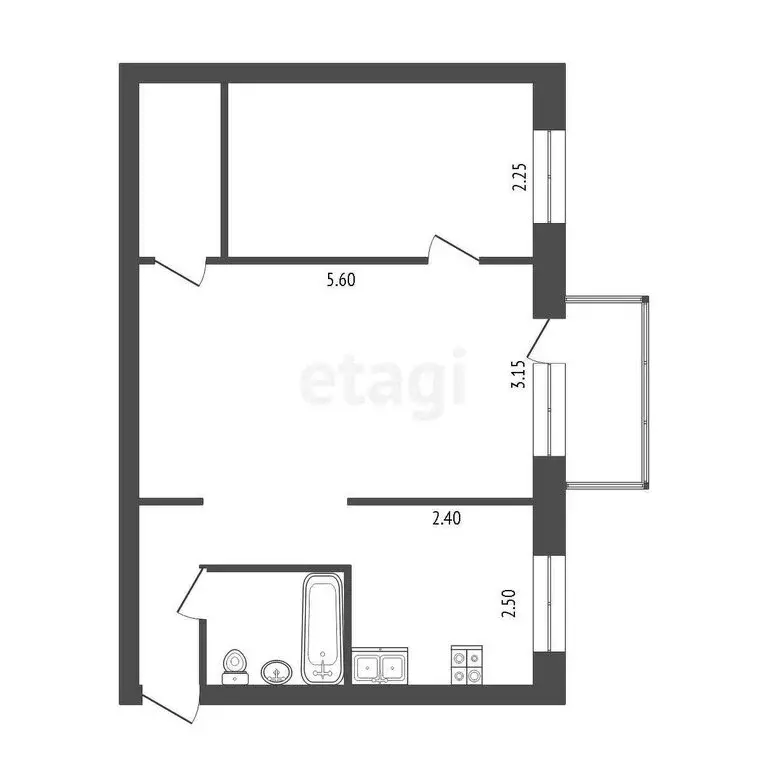 2-комнатная квартира: Петропавловск-Камчатский, Бийская улица, 6 (44.5 ... - Фото 1