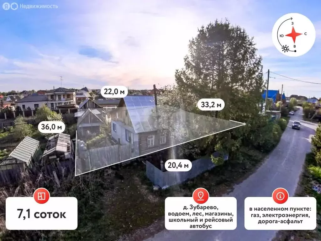 Участок в деревня Зубарева, улица Ветеранов (7 м) - Фото 1