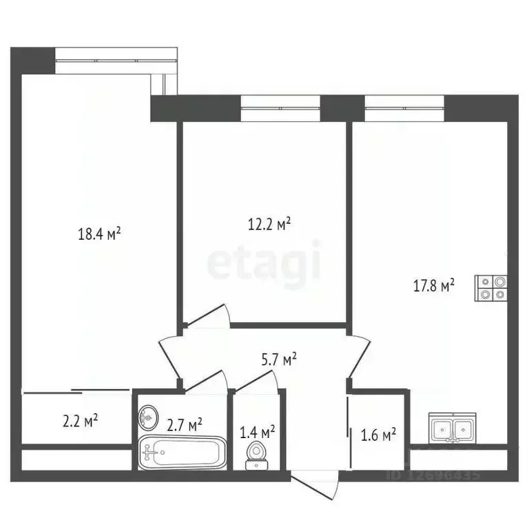 2-к кв. Москва Внуковское поселение, ул. Анны Ахматовой, 11к3 (62.0 м) - Фото 1