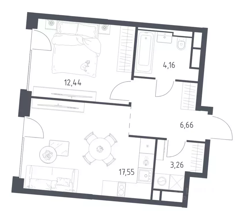 1-к кв. Москва Квартал на воде жилой комплекс, к5 (44.07 м) - Фото 1