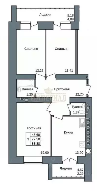 3-к кв. Марий Эл, Йошкар-Ола ул. Ползунова, 23А (90.25 м) - Фото 0