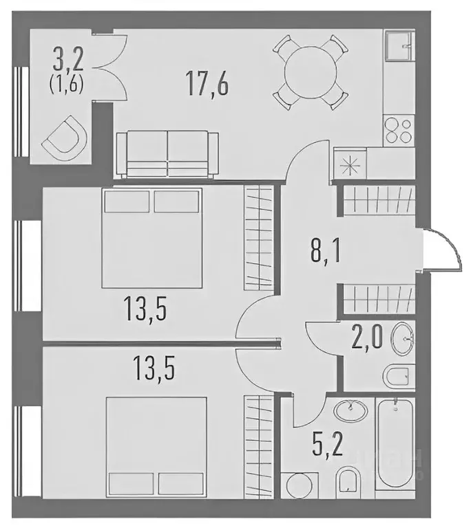 2-к кв. Москва 2-й Грайвороновский проезд, 44к2 (60.0 м) - Фото 1
