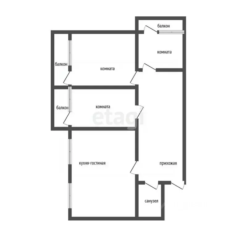 3-к кв. Курганская область, Курган ул. Савельева, 42 (76.4 м) - Фото 2