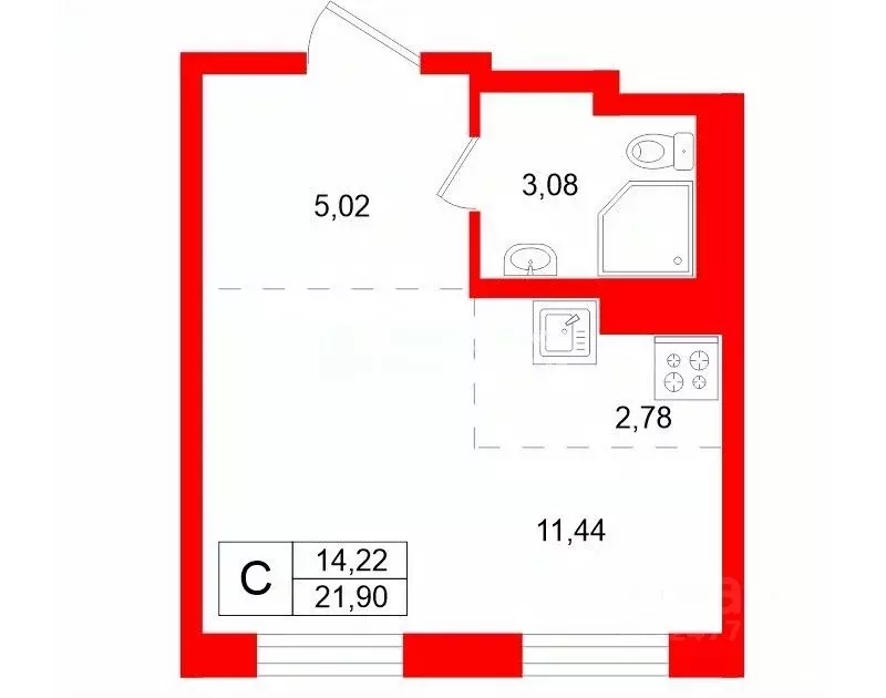 Студия Ленинградская область, Мурино Всеволожский район, ул. ... - Фото 2