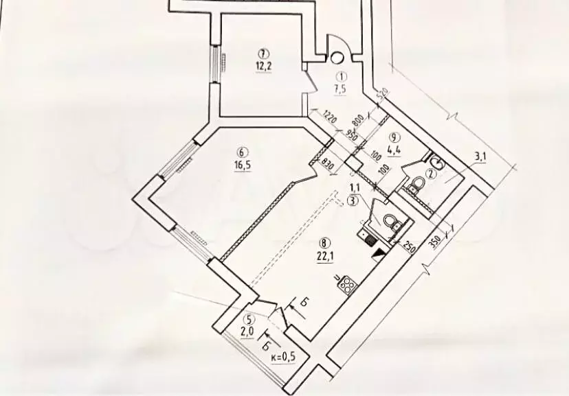 2-к. квартира, 67,8 м, 6/8 эт. - Фото 0