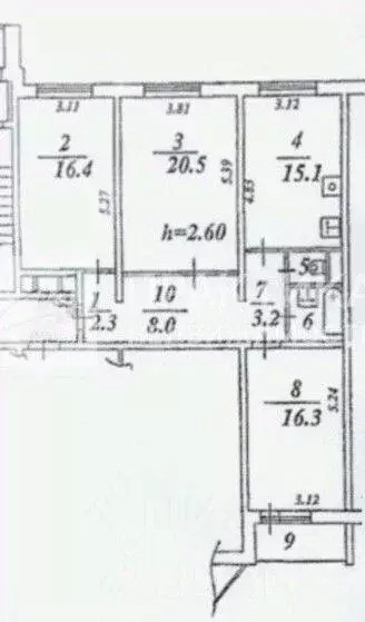 3-к кв. Московская область, Дзержинский Угрешская ул., 20 (89.2 м) - Фото 2