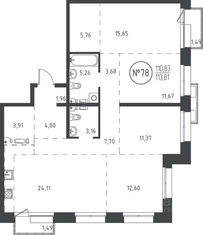 4-к кв. Иркутская область, Иркутск ул. Эдуарда Дьяконова, 6 (113.22 м) - Фото 0