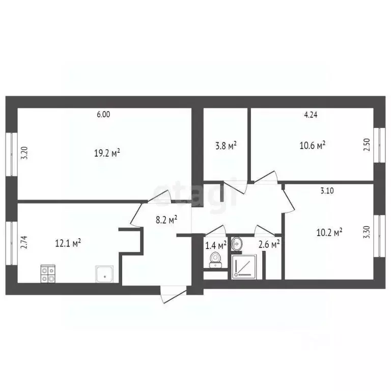 3-к кв. Ямало-Ненецкий АО, Новый Уренгой Железнодорожная ул., 2 (68.1 ... - Фото 1