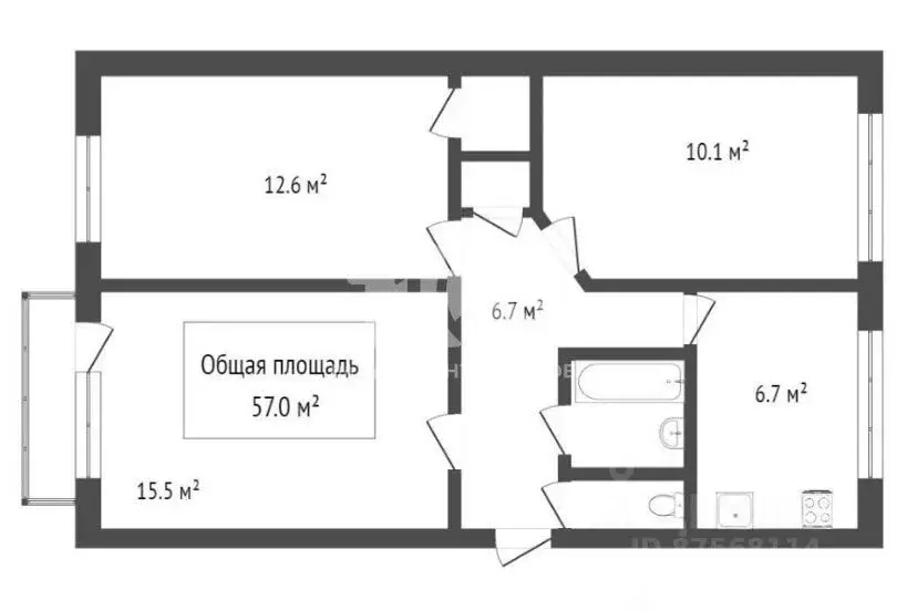 3-к кв. Новосибирская область, Новосибирск ул. Крылова, 53 (58.0 м) - Фото 1