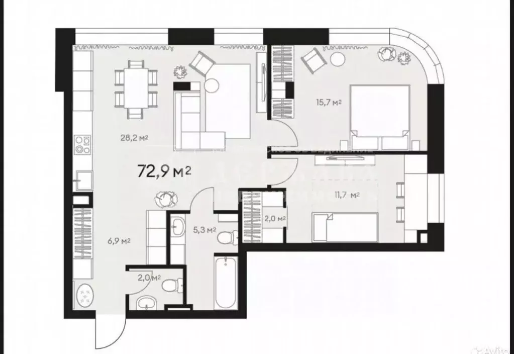 3-к кв. Кемеровская область, Кемерово ул. Дружбы, 28/7 (74.4 м) - Фото 2