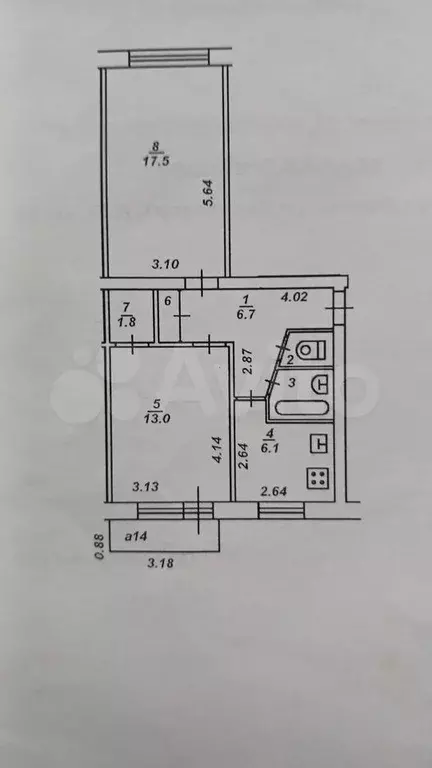 2-к. квартира, 51 м, 2/5 эт. - Фото 0