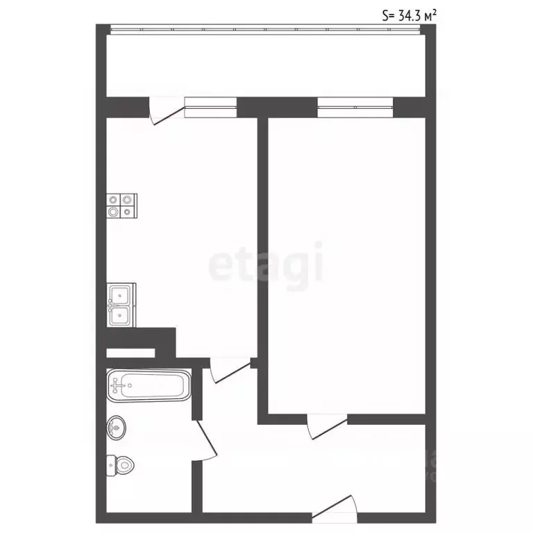 1-к кв. Санкт-Петербург ул. Маршала Казакова, 72к1 (34.3 м) - Фото 2