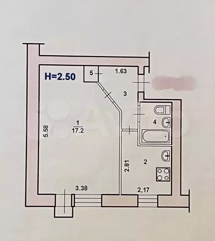 1-к. квартира, 28,7 м, 2/5 эт. - Фото 0