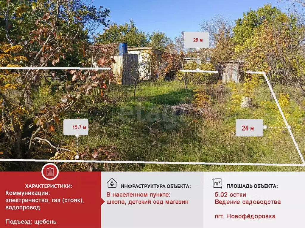 Участок в Крым, Сакский район, Новофедоровка пгт  (5.02 сот.) - Фото 1