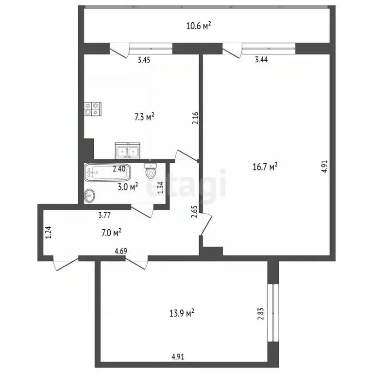 2-к кв. Крым, Черноморское пгт проезд Промышленный, 8 (47.9 м) - Фото 2
