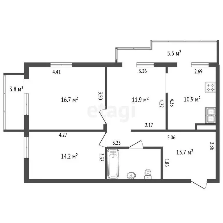 3-комнатная квартира: Санкт-Петербург, Киевская улица, 3 (72.1 м) - Фото 1
