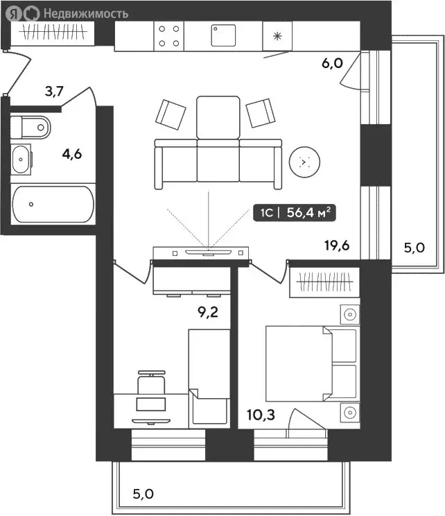 2-комнатная квартира: Октябрьский, жилой комплекс Альпийский квартал, ... - Фото 1