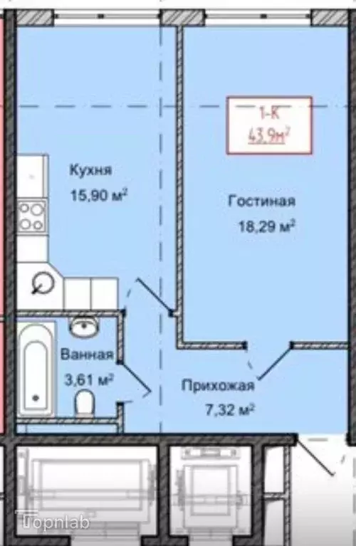 1-к кв. Дагестан, Избербаш ул. Имени Р. Зорге, 44 (44.0 м) - Фото 2