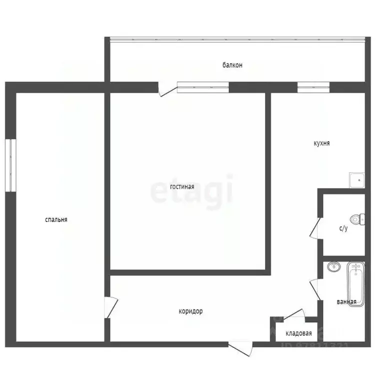 2-к кв. Кемеровская область, Прокопьевск ул. Есенина, 20 (52.6 м) - Фото 1