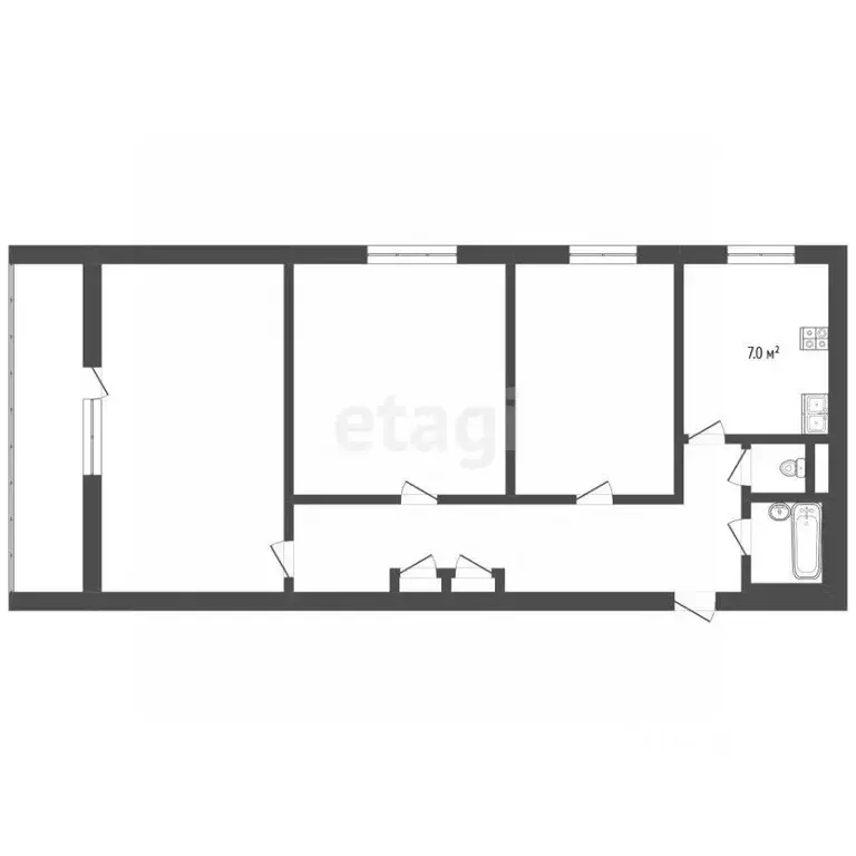 3-к кв. Томская область, Северск Солнечная ул., 14 (76.1 м) - Фото 2