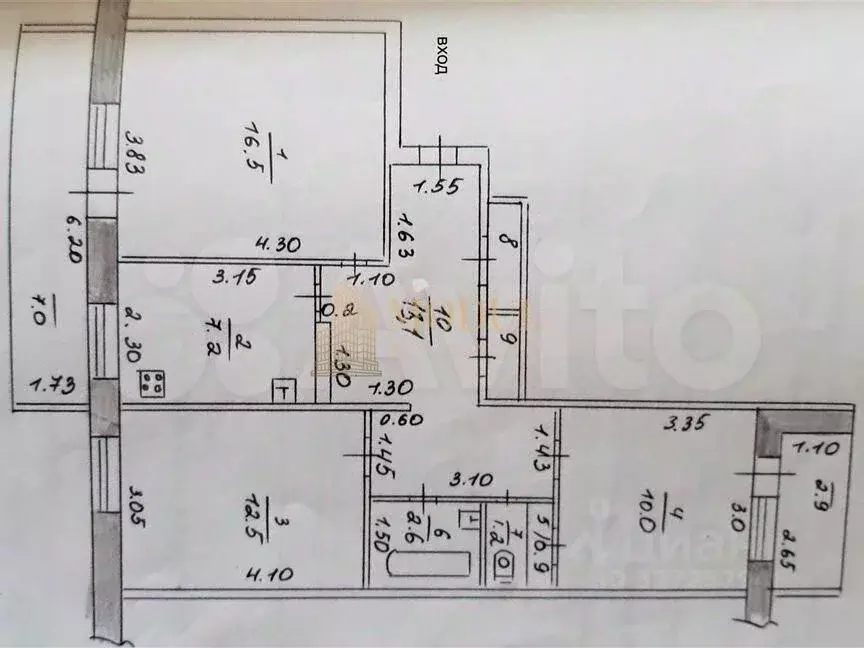 3-к кв. Татарстан, Казань ул. Рихарда Зорге, 121 (68.0 м) - Фото 2