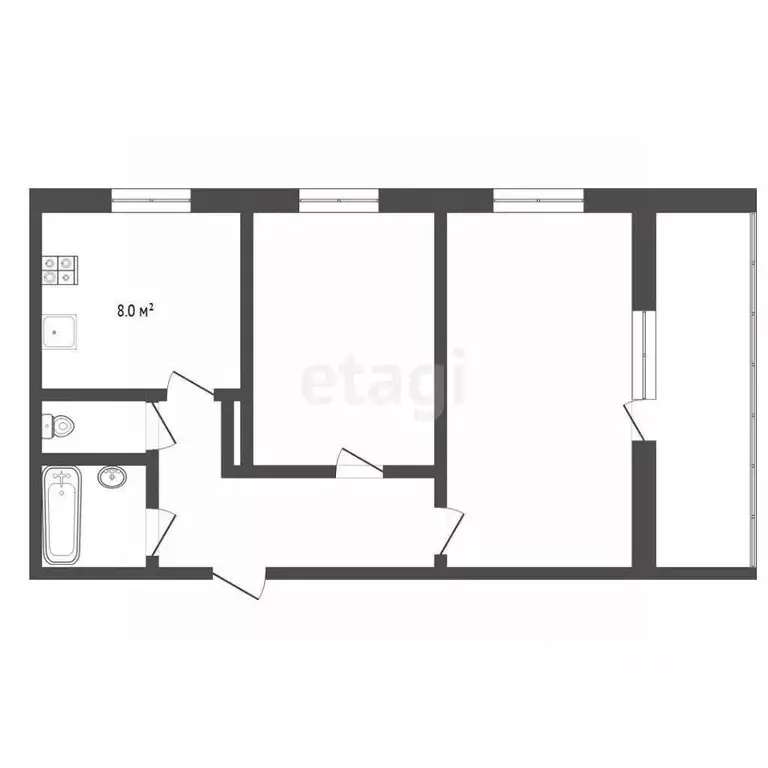 2-к кв. Тюменская область, Тюмень ул. 30 лет Победы, 94 (50.1 м) - Фото 1
