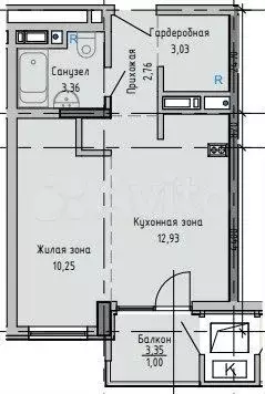 Квартира-студия, 33,3м, 3/16эт. - Фото 0