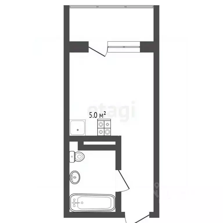 Студия Тюменская область, Тюмень ул. Новоселов, 115 (24.0 м) - Фото 2